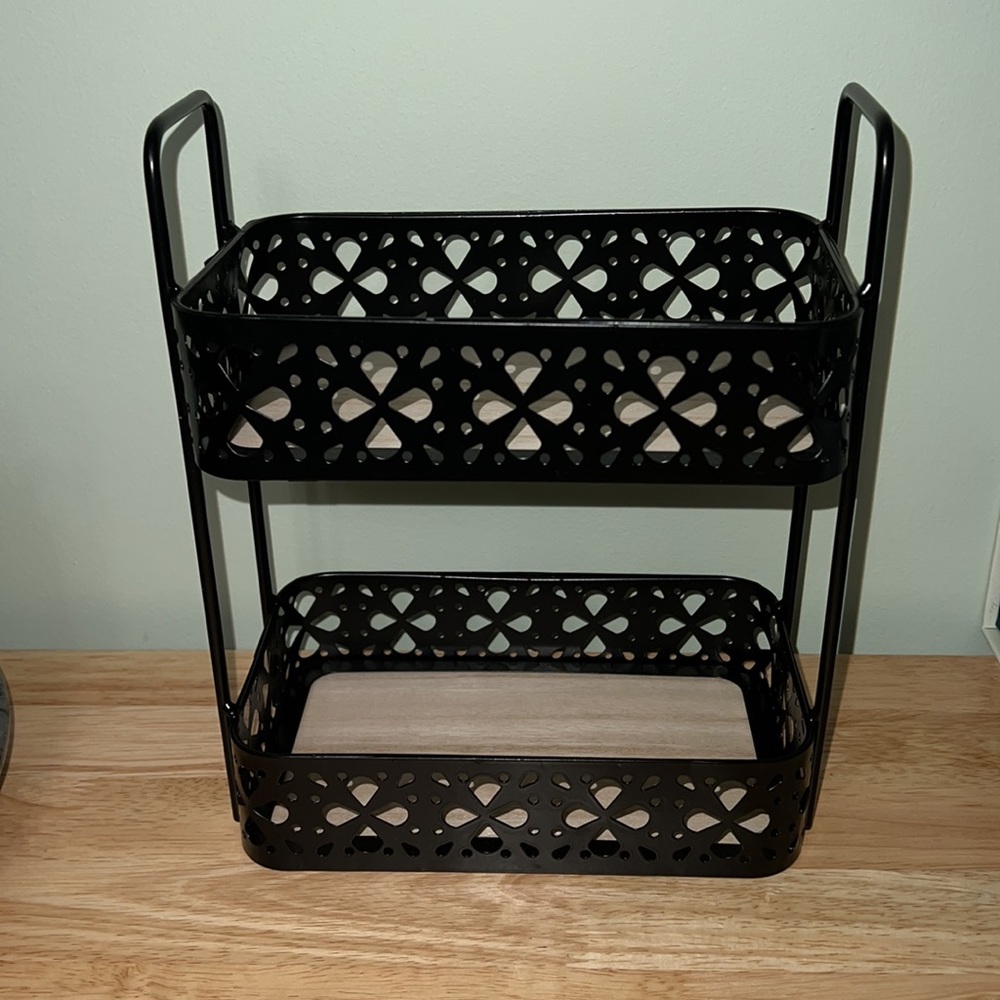 NWT - MILANO - Metal and Wood 2 Shelf Counter Table Vanity Organizer